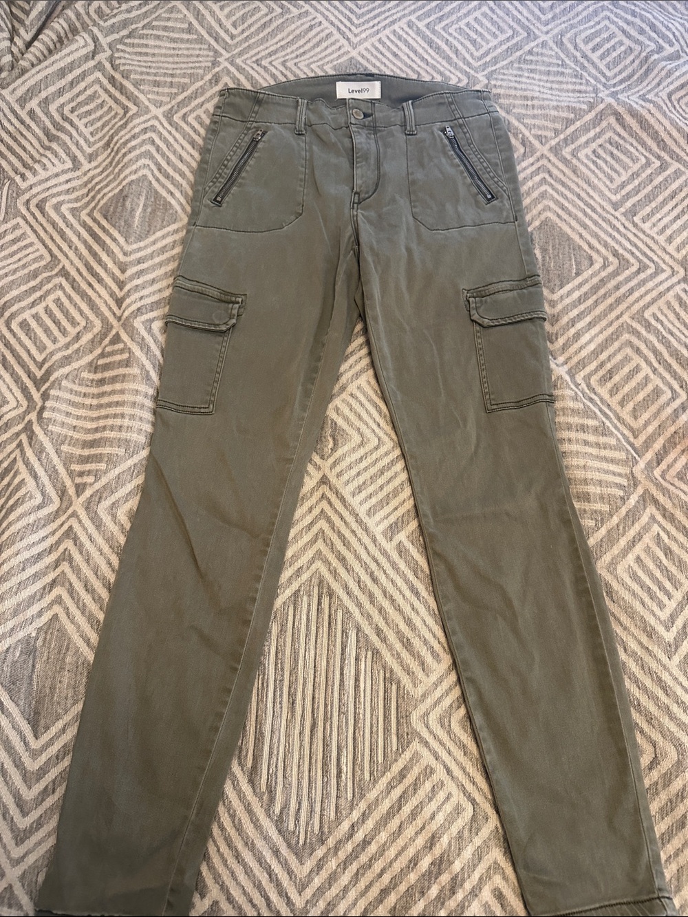 Level 99 Army Green Cargo Slim Fit
